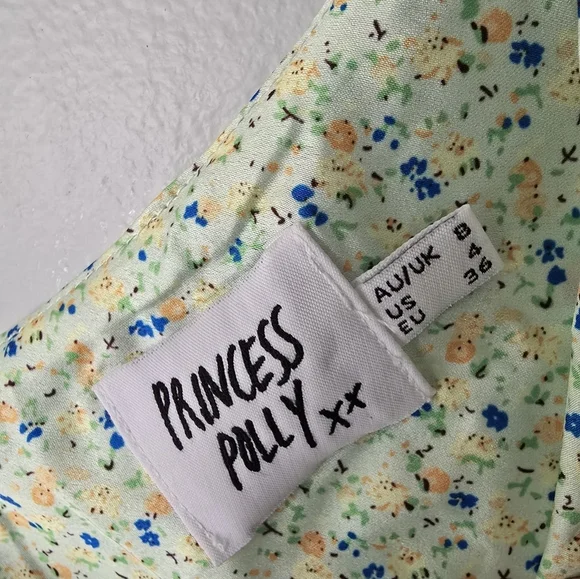 Princess Polly Green Floral Mini Dress Women’s Size 4 - Picture 4 of 9